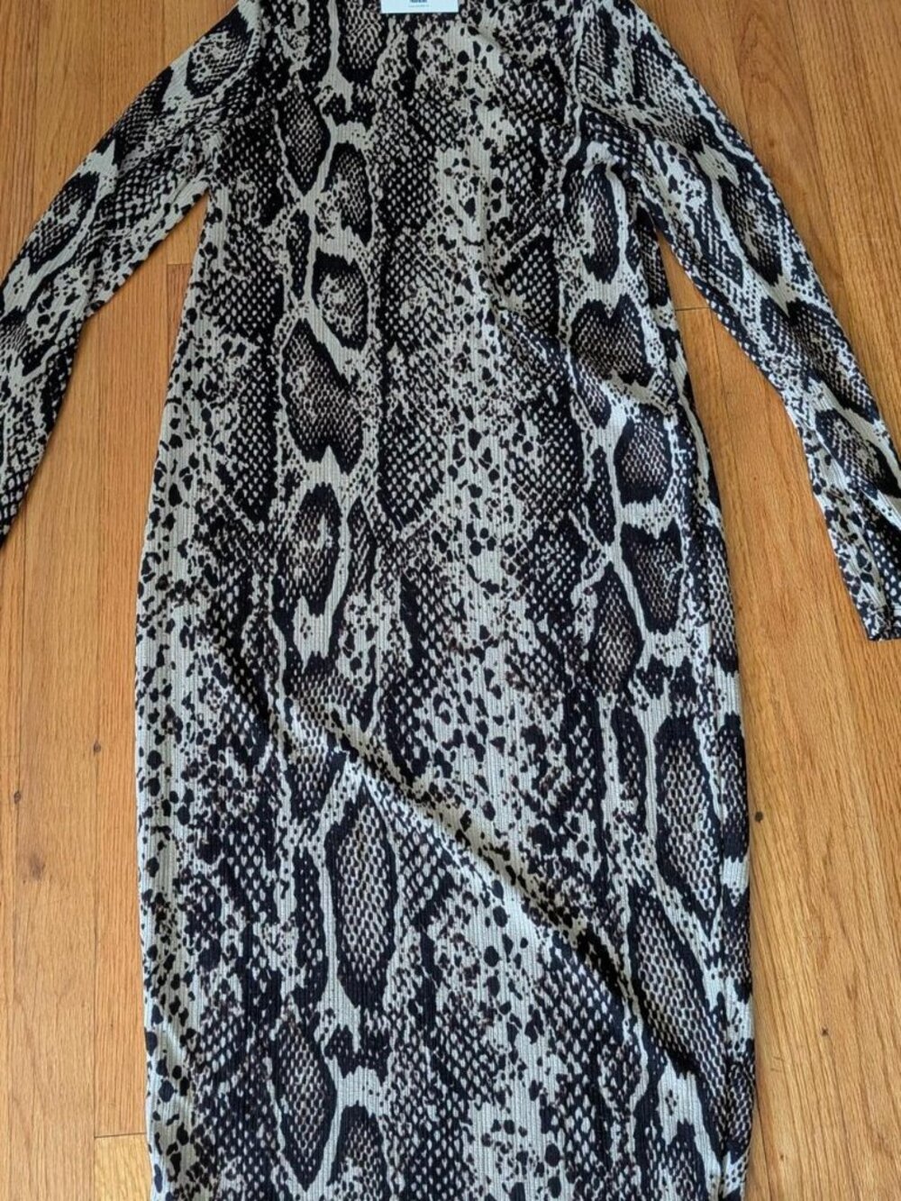 Zara black and beige snake print maxi dress with long sleeves